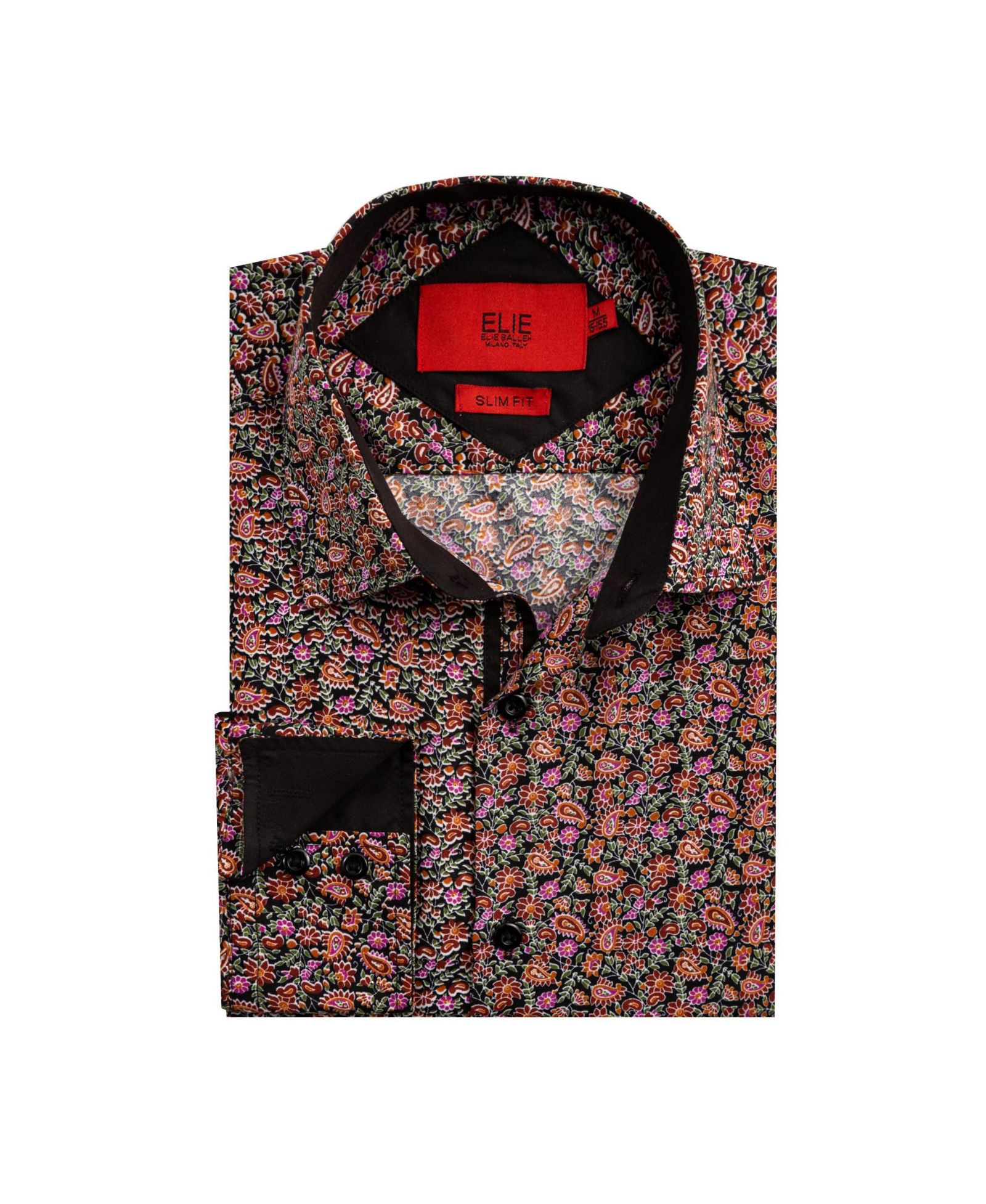 Elie Balleh рубашка для мальчика Black Slim Fit Paisley Print