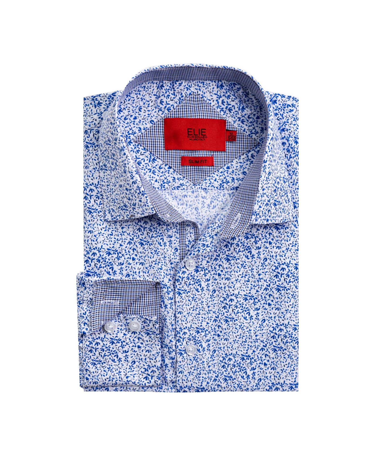Мужская рубашка Elie Balleh White Slim Fit с цветочным принтом