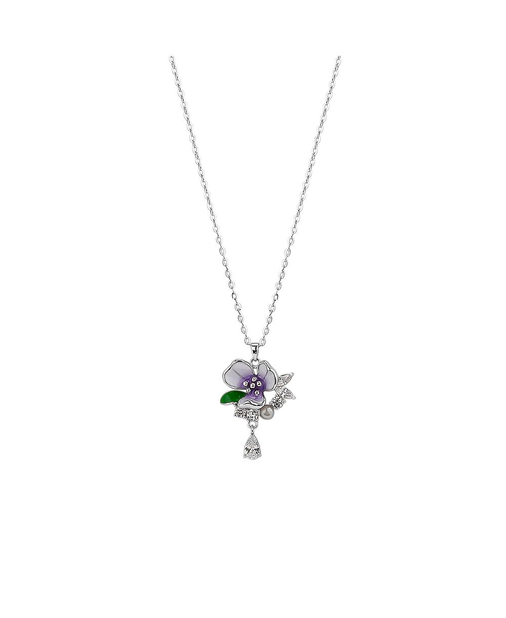 Подвеска Spero London Pansy Violet Floral в серебре