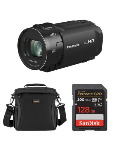 Panasonic HC-V900 видеокамера Full HD, комплект с картой памяти 128GB и сумкой на плечо