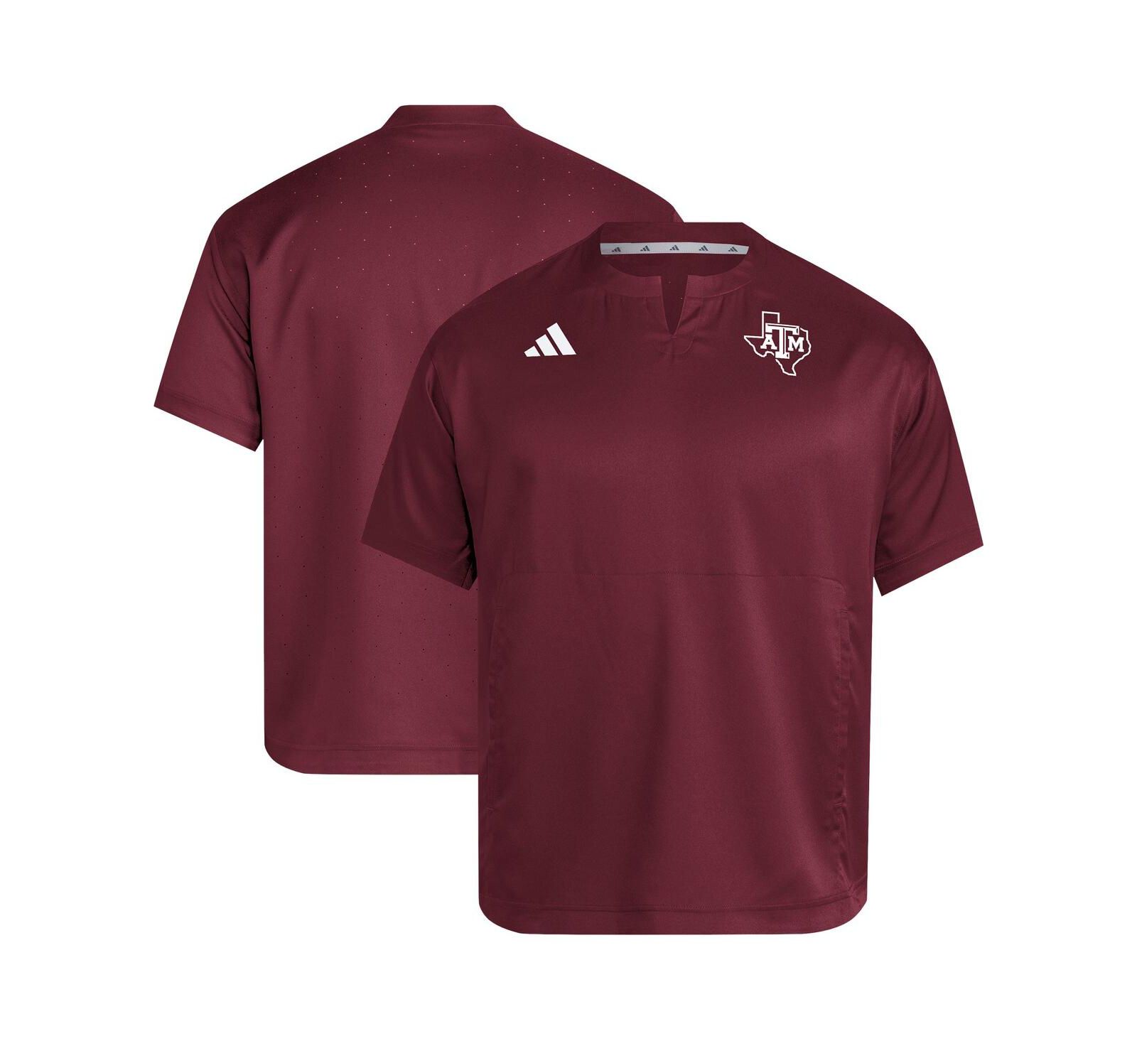 Adidas Men's Maroon Texas A&M Aggies Dugout Coaches Adizero Notch Neck Pullover T-Shirt