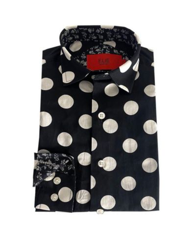 Elie Balleh Детская рубашка Slim Fit с длинным рукавом в горошек Navy