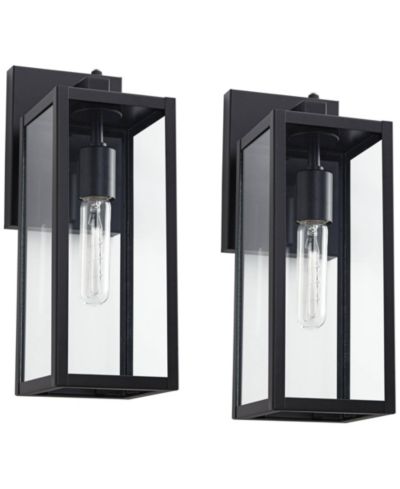 John Timberland Dusk to Dawn 14" Clear Glass for Post Exterior Barn Deck Titan Set of 2 Modern Outdoor Wall Light Fixtures