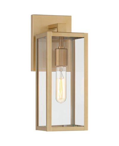 John Timberland Modern Outdoor Wall Light Fixture Soft Gold 14 1/4" Clear Glass for Exterior Barn Deck House Home Porch Yard Patio