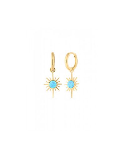 Spero London Opal Northernstar Drop Hoop Earring Sterling