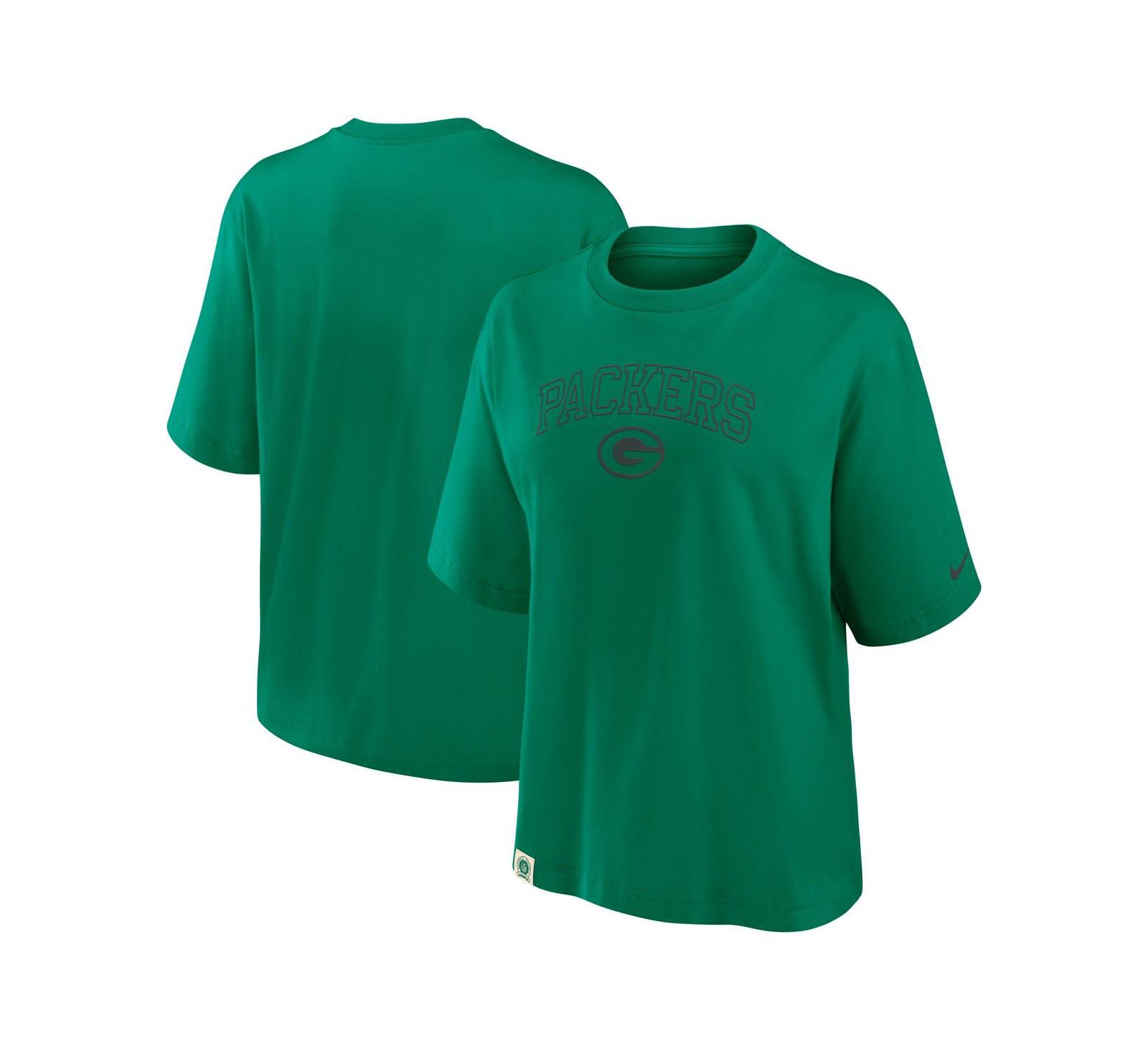 Nike Women's Green Green Bay Packers Glory Arch Boxy T-Shirt