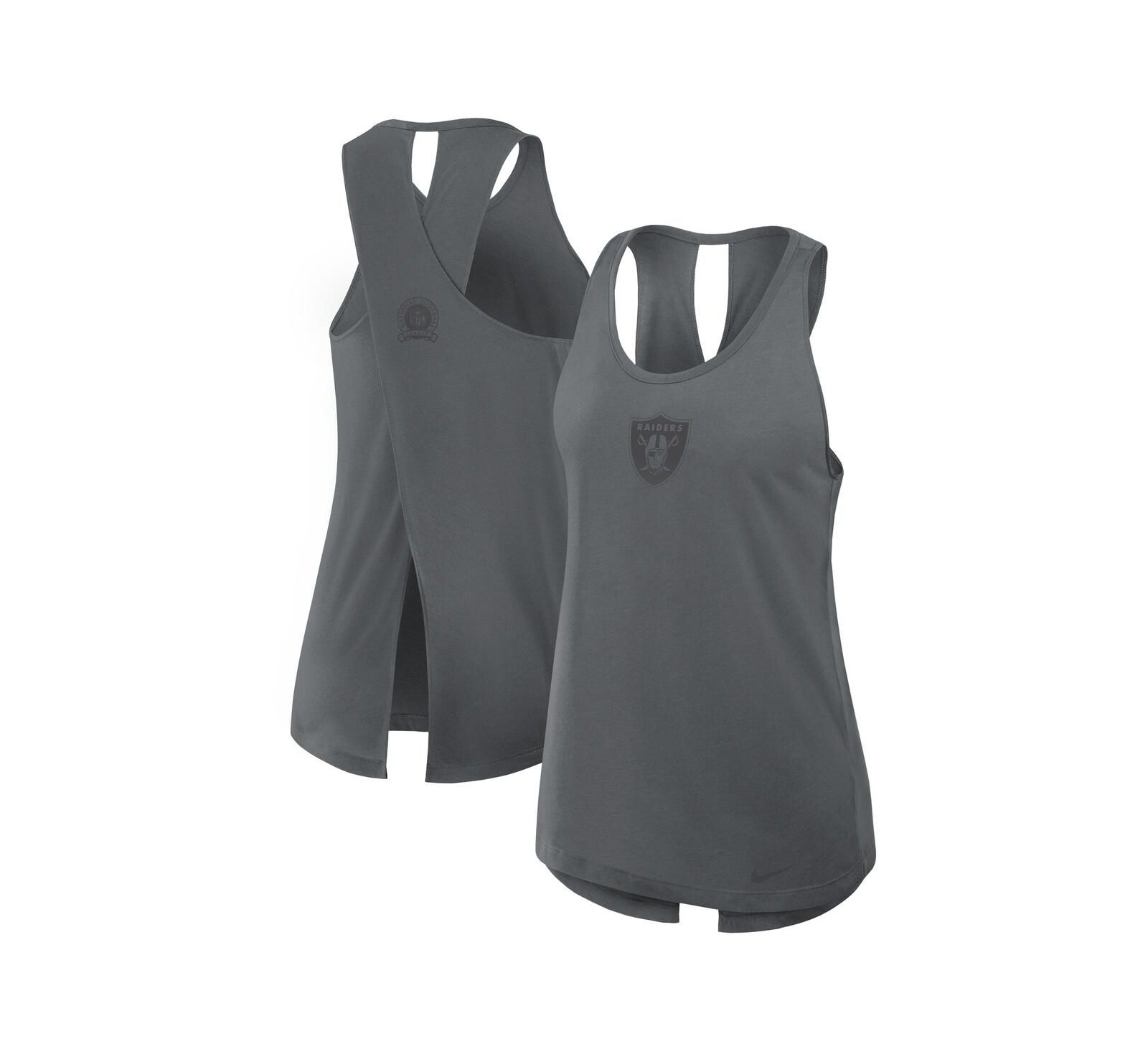 Nike Women's Gray Las Vegas Raiders Glory Crisscross Performance Tank Top