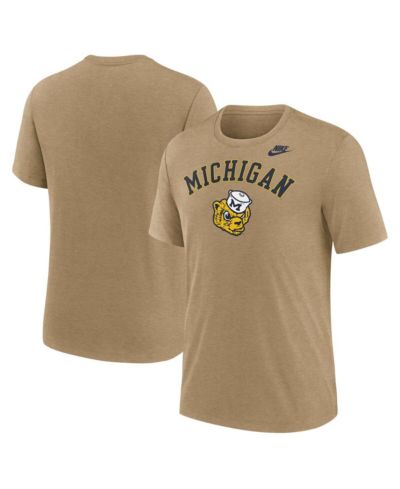 Nike Men's Heather Light Brown Michigan Wolverines Legacy Arch Tri-Blend T-Shirt