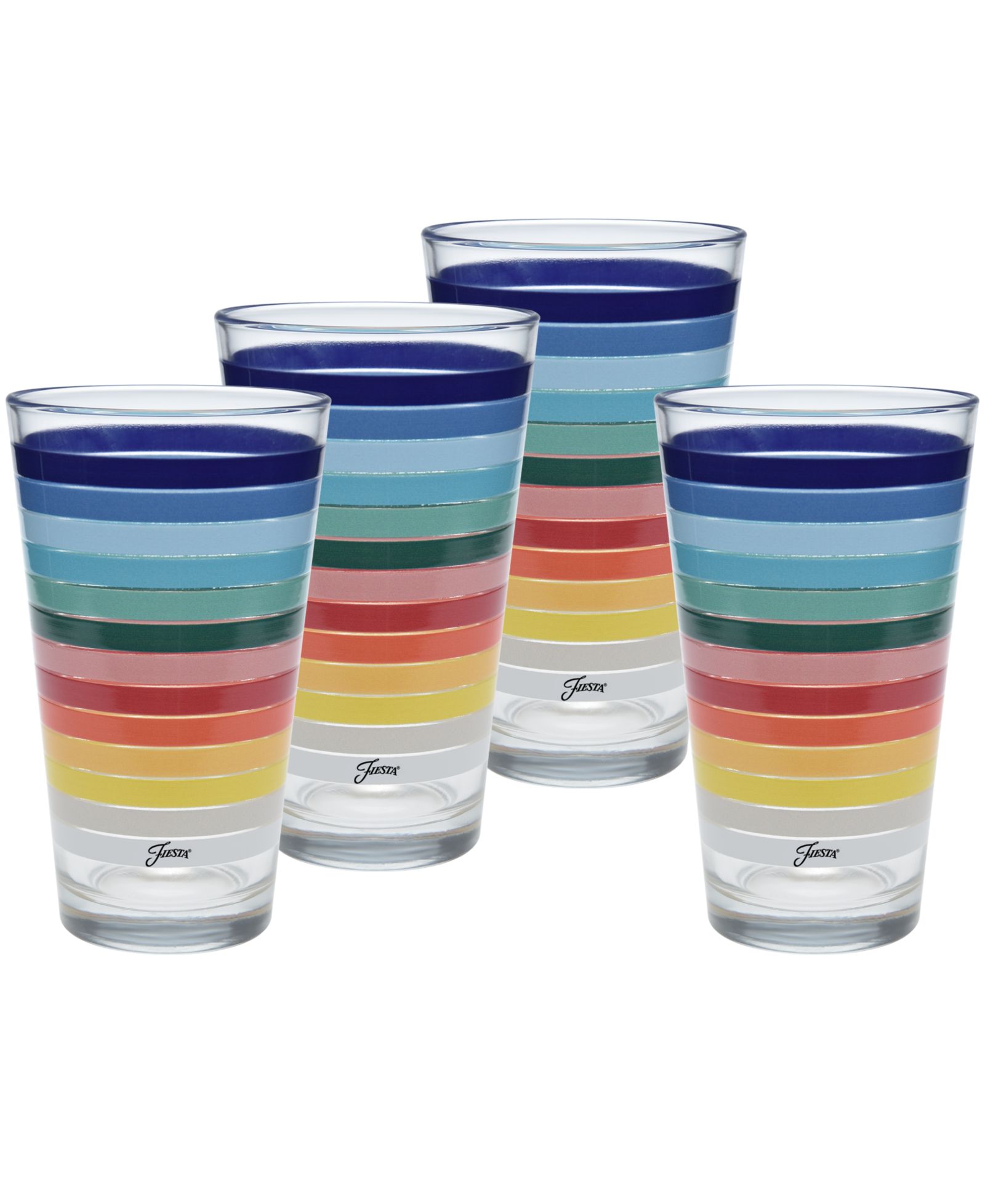Набор стаканов Fiesta All Colors Stripes Tapered Cooler Glasses, Set of 4