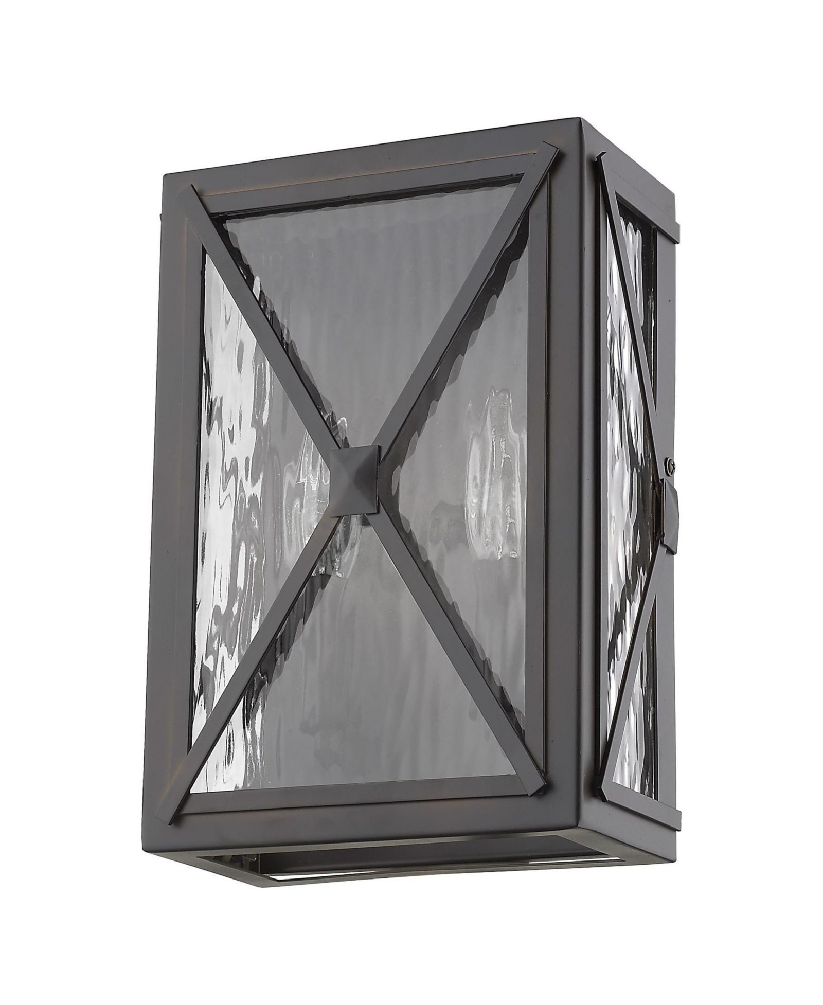 Slickblue Burnished Cross Water Glass Outdoor Light - Decorative Outdoor Wall Fixture