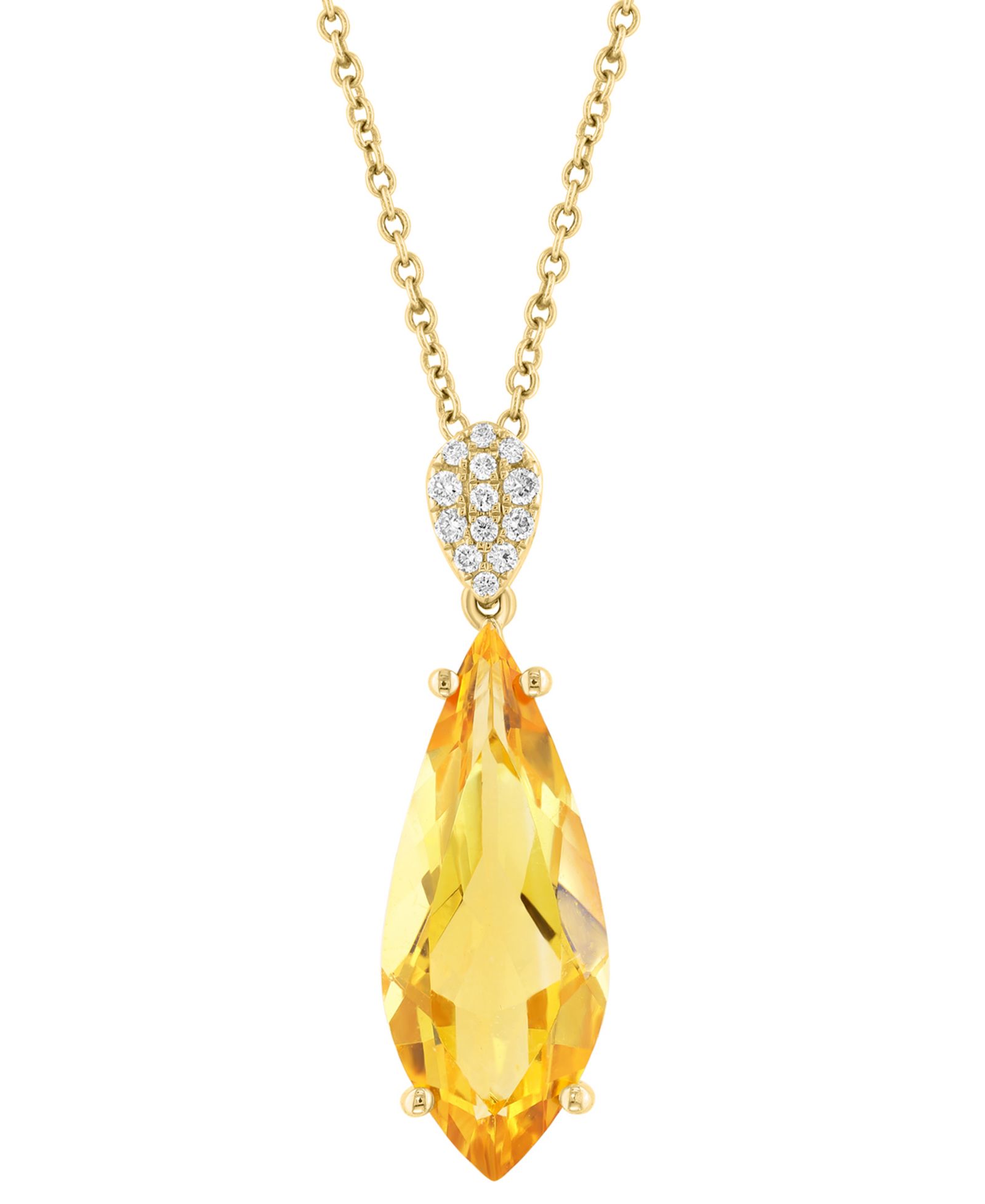 Подвеска EFFY® Citrine (4-1/3 ct. t.w.) & Diamond (1/20 ct. t.w.) в желтом золоте 14k, 17" + 1" extender