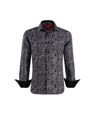 Мужская рубашка Elie Balleh Black Slim Fit с принтом завитков