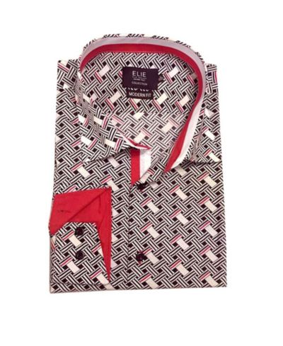Elie Balleh Little Boys Black Slim Fit Print Button-Down Shirt