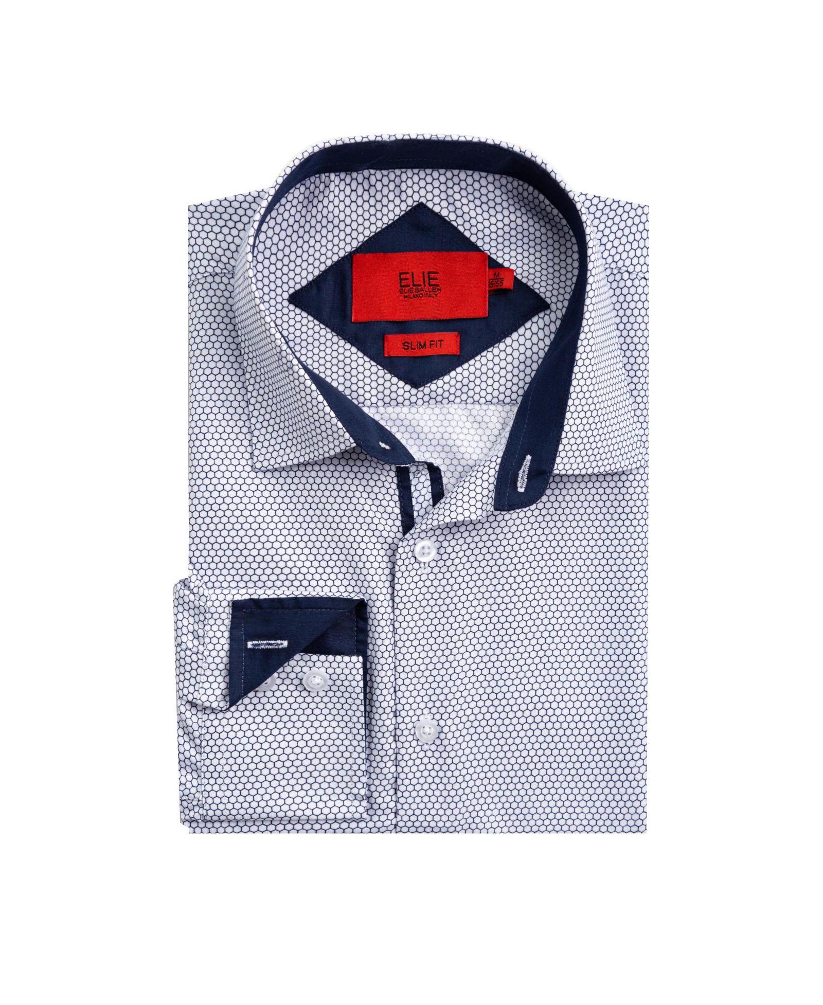 Elie Balleh Big Boys White Slim Fit Honeycomb Button-Down Shirt