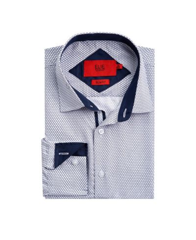 Elie Balleh Мужская белая рубашка Slim Fit Honeycomb Button-Down
