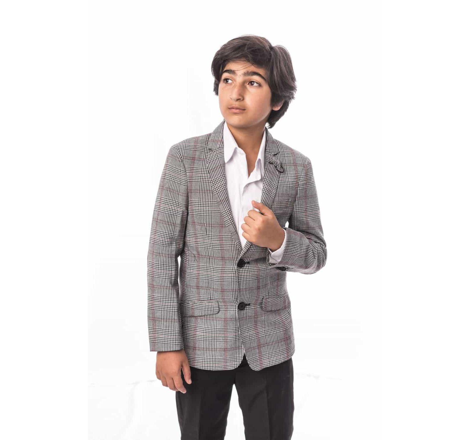 Костюм Elie Balleh Big Boys Grey Slim Fit Plaid Suit