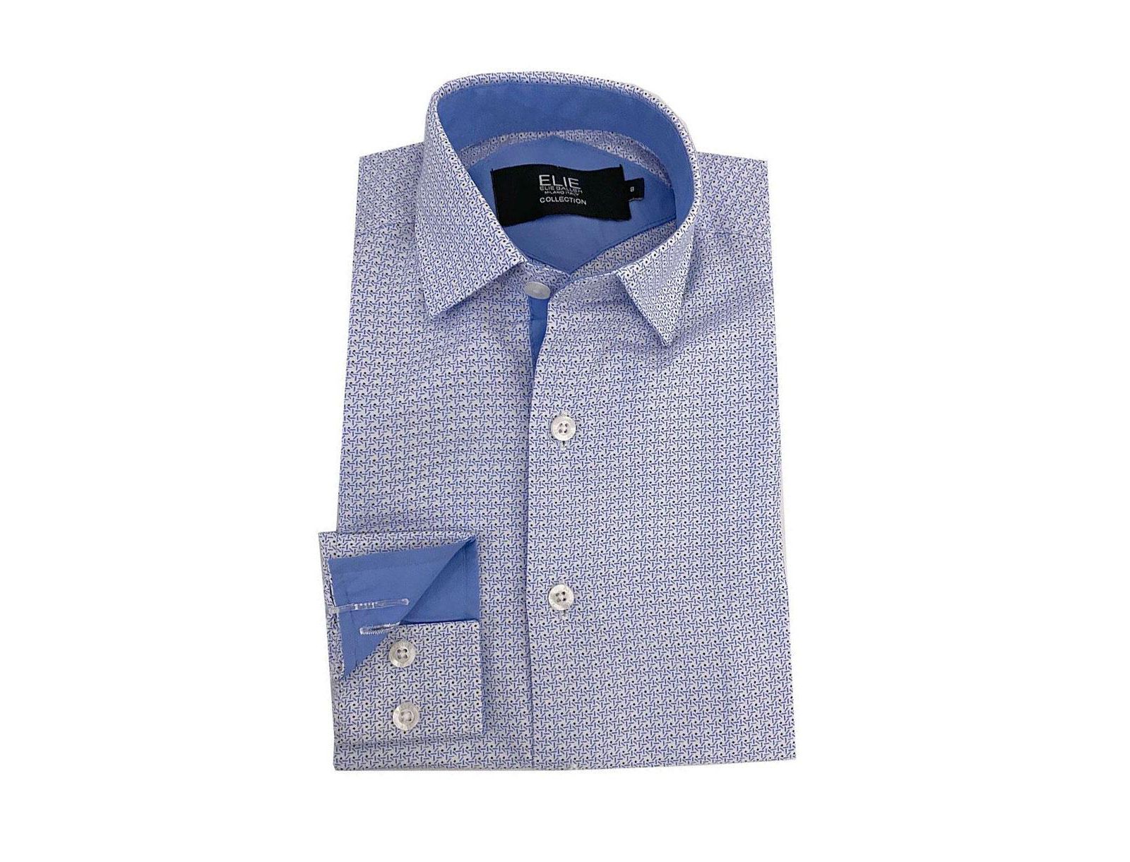 Мужская рубашка Elie Balleh Little Boys White Blue Printed Button-Down Slim Fit