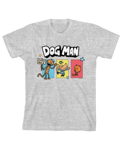 Dog Man Boys Petey the Cat & Lil' Petey Youth Heather Gray Short Sleeve Tee-XL