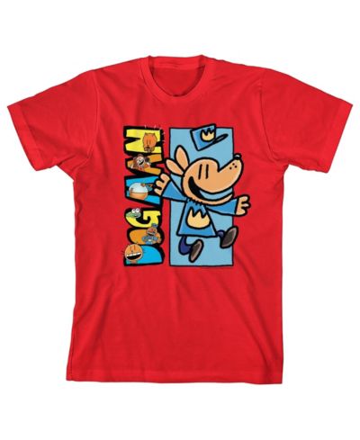 Детская футболка Dog Man с логотипом, красная, с коротким рукавом - XL