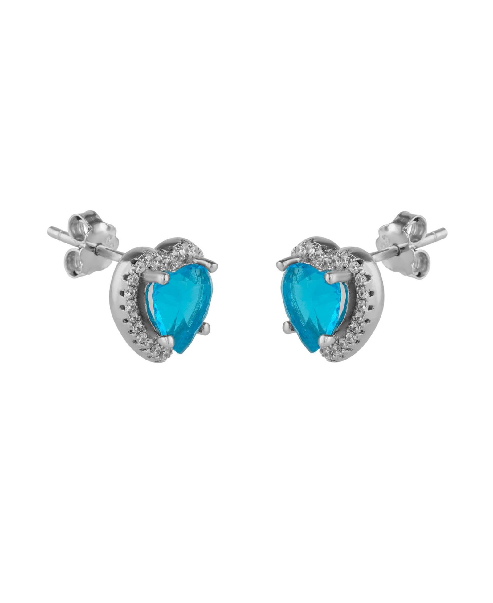 Серьги-гвоздики Spero London Ocean Blue Heart Sterling Silver