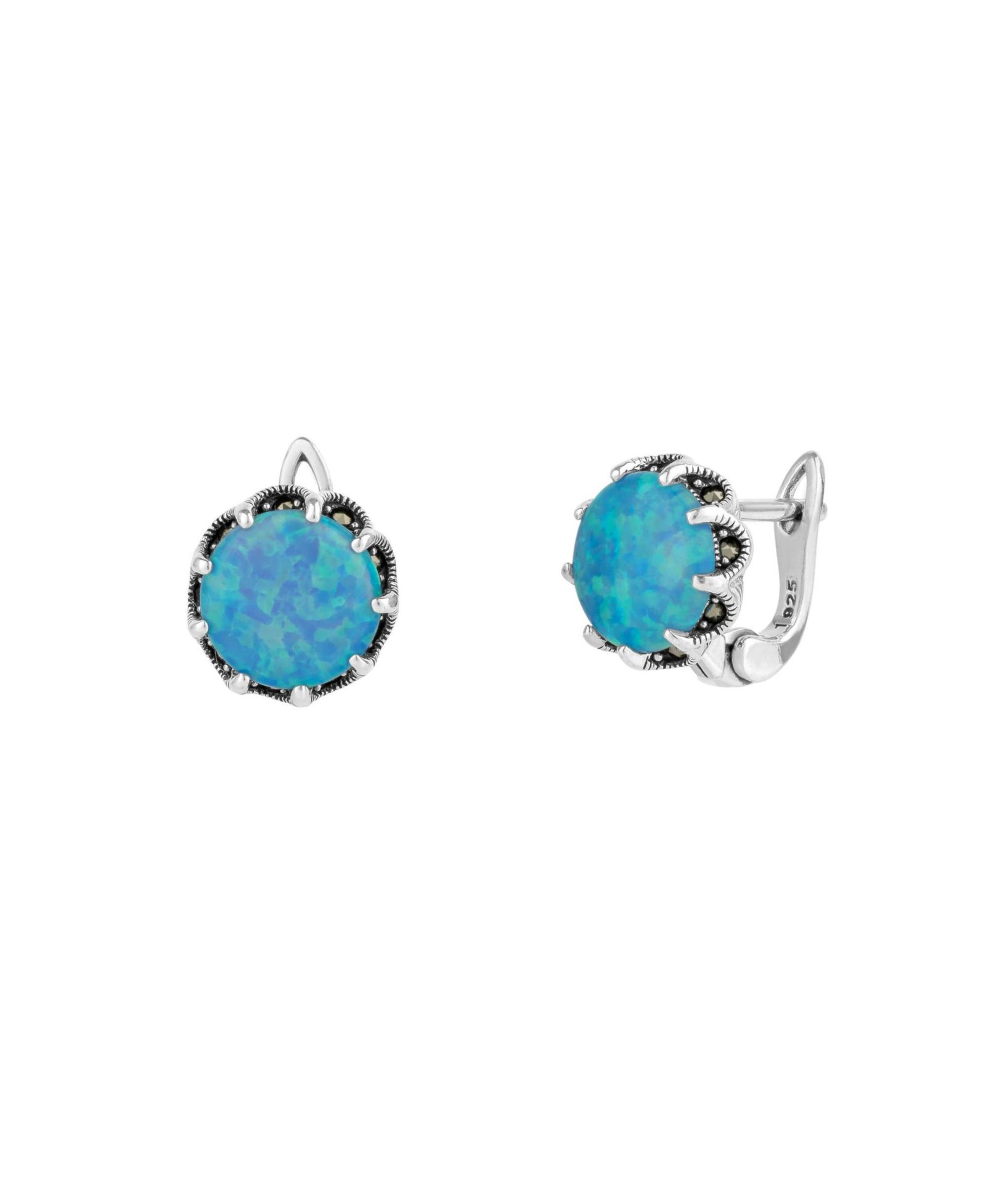 Spero London Round Opal High Quality Sterling Earrings