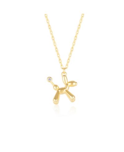 Spero London Balloon Dog Poodle Necklace In Sterling