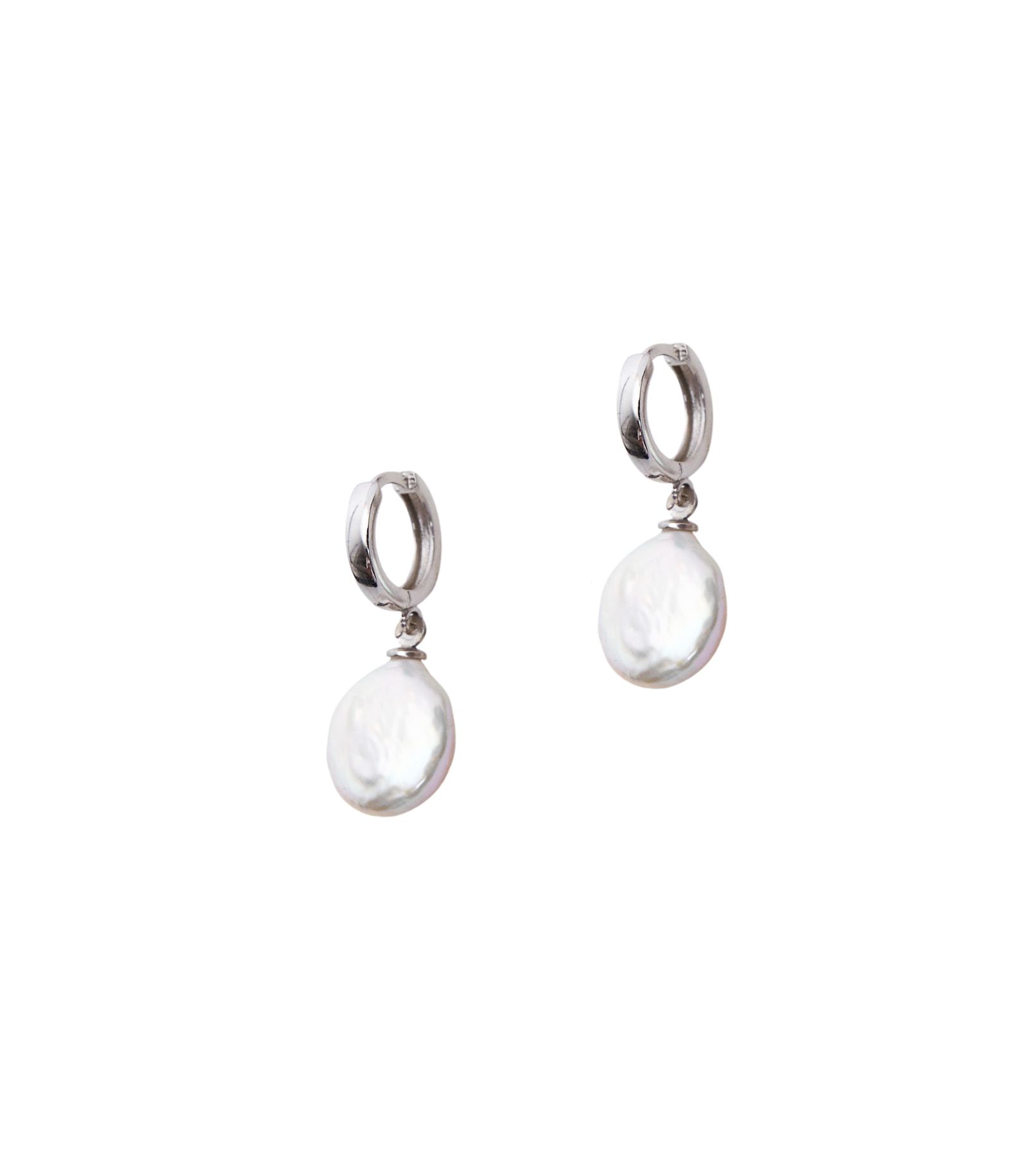 Spero London Treated Freshwater Cultured Baroque Pearl Hoop Earrings
