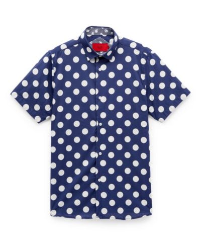 Elie Balleh Boys Navy Short Sleeve Navy Polka Dot Slim Fit Short Sleeve Shirt