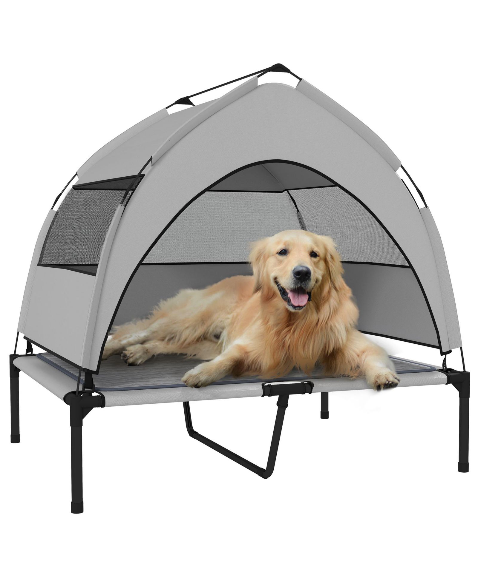 Лежанка для собак PawHut Elevated Dog Bed, Portable Raised Pet Bed with Canopy, 36"L