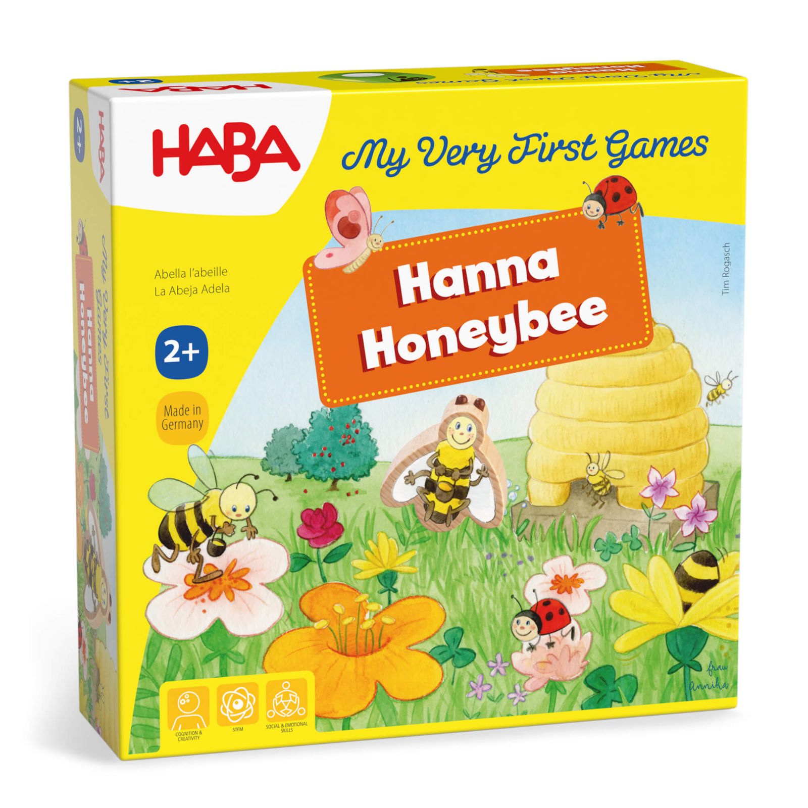 Haba My Very First Games - Hanna Honeybee - 2 кооперативные цветные игры и развивающие игрушки для малышей 2-4 лет, детские игры для дошкольников (Сделано в Германии)