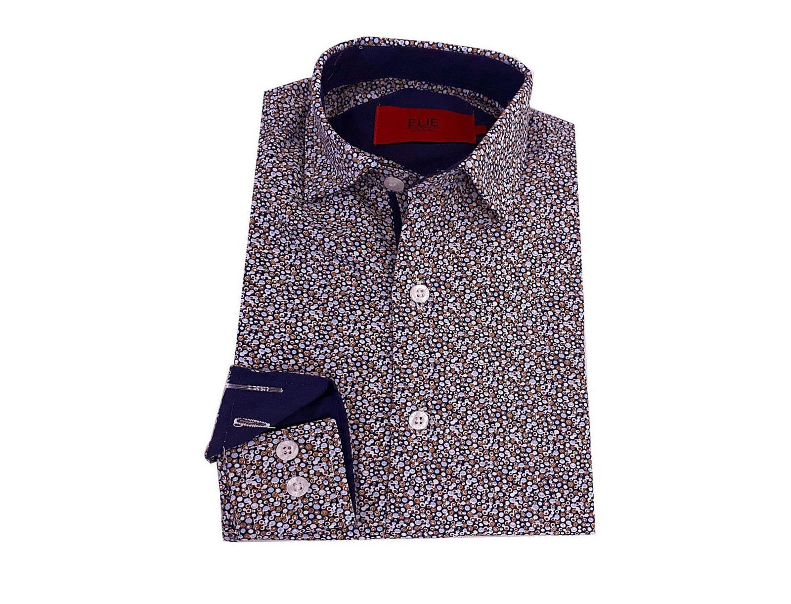 Мужская рубашка Elie Balleh Navy Printed Short Sleeve Slim Fit