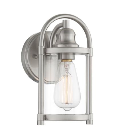 John Timberland Avani Rustic Farmhouse Outdoor Wall Light Fixture Brushed Nickel 10 1/4 Clear Glass for Exterior Barn Deck House Porch Yard Patio