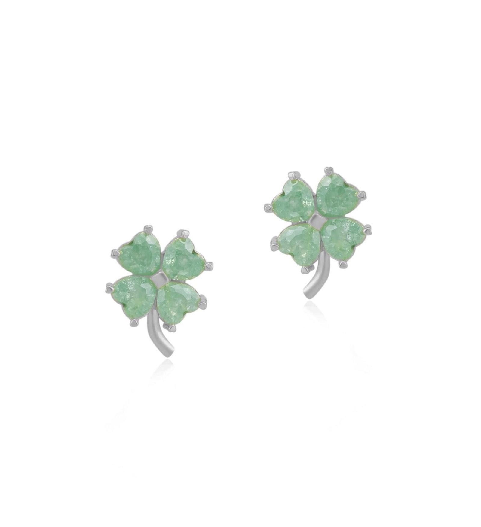 Spero London Four Leaves Clover Sterling Stud Earring -