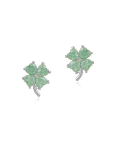 Spero London Four Leaves Clover Sterling Stud Earring -