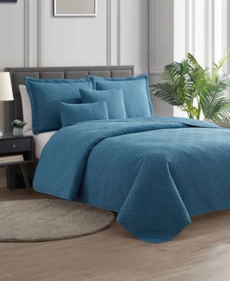 Nestl Diamond Embossed 5-Piece Quilt Set, Full/Queen