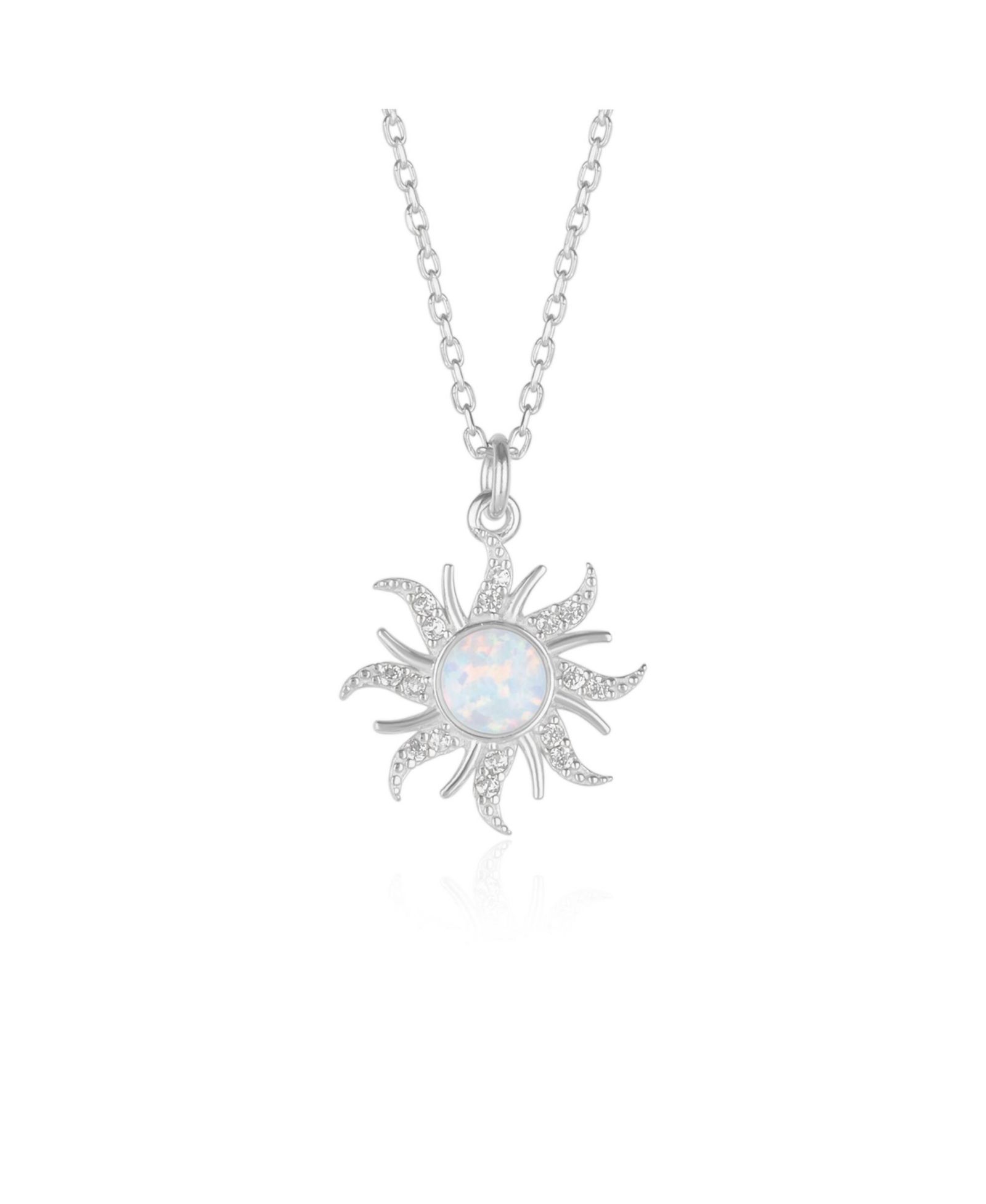Ожерелье Spero London Opal Sun & Sunburst из стерлингового серебра