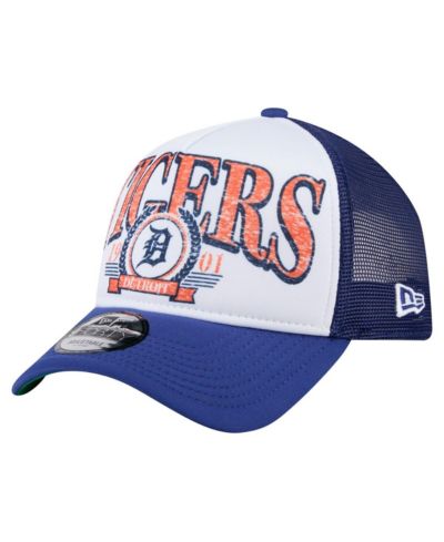Мужская кепка New Era White/Navy Detroit Tigers Distressed 9FORTY A-Frame Adjustable Trucker