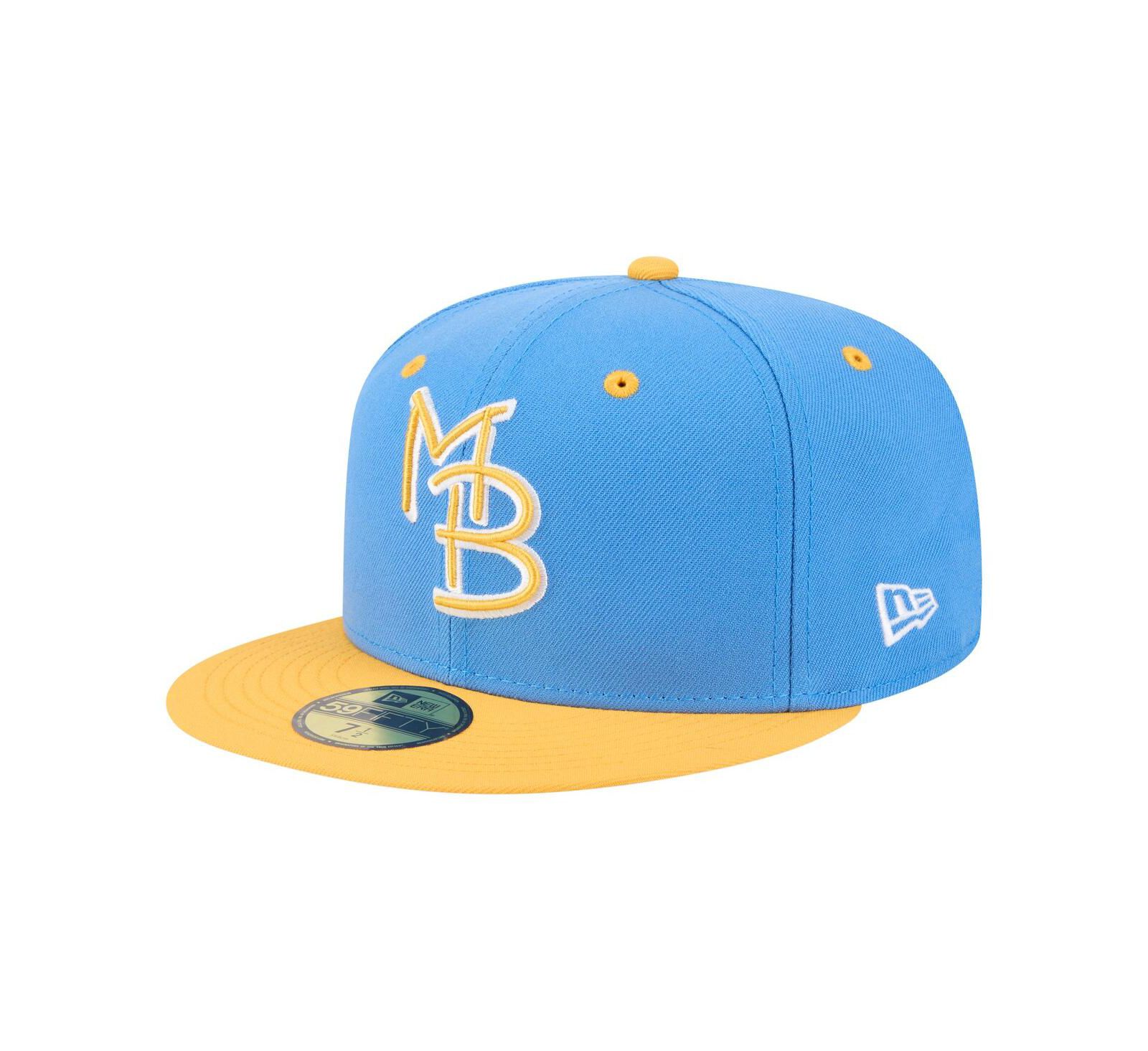 Кепка New Era Men's Blue/Yellow Myrtle Beach Pelicans Authentic Collection 59FIFTY Fitted