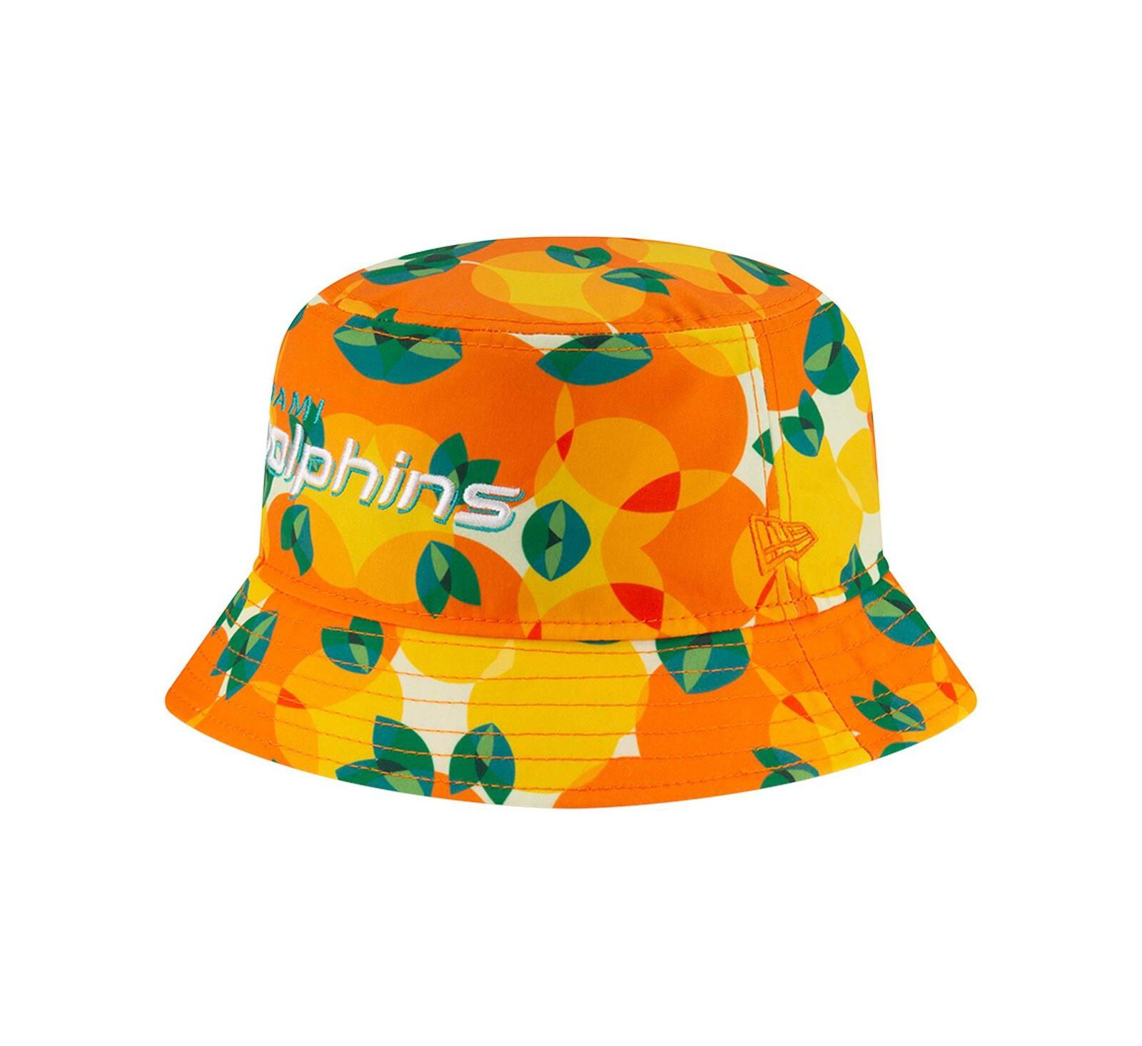 Мужская панама New Era Orange Miami Dolphins Citrus Bucket Hat