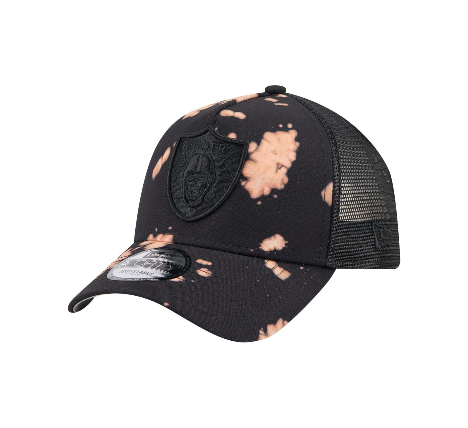 New Era Men's Black Las Vegas Raiders Bleached 9FORTY A-Frame Adjustable Hat