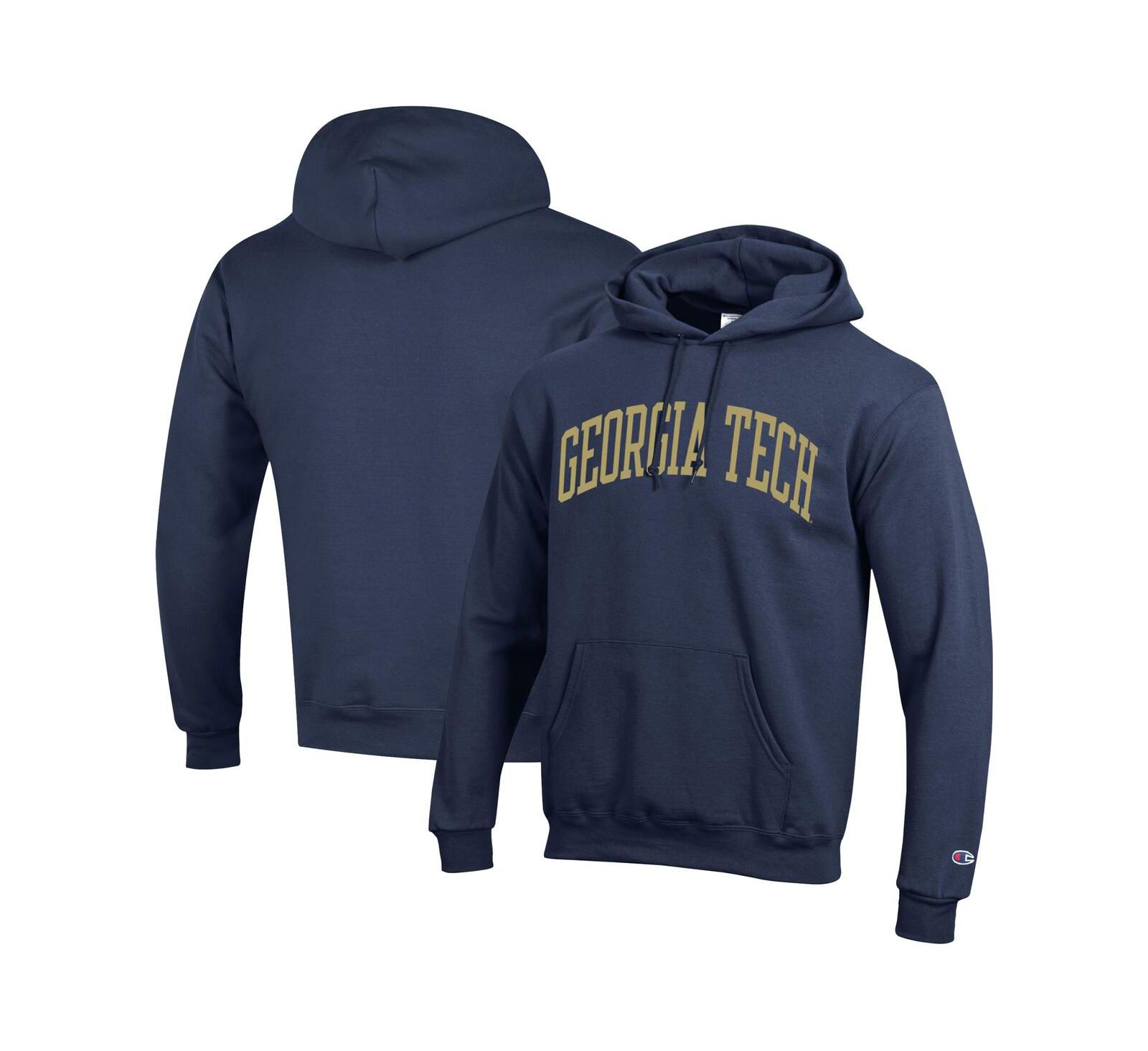 Мужской худи Champion Navy Georgia Tech Yellow Jackets Basic Arch Fleece