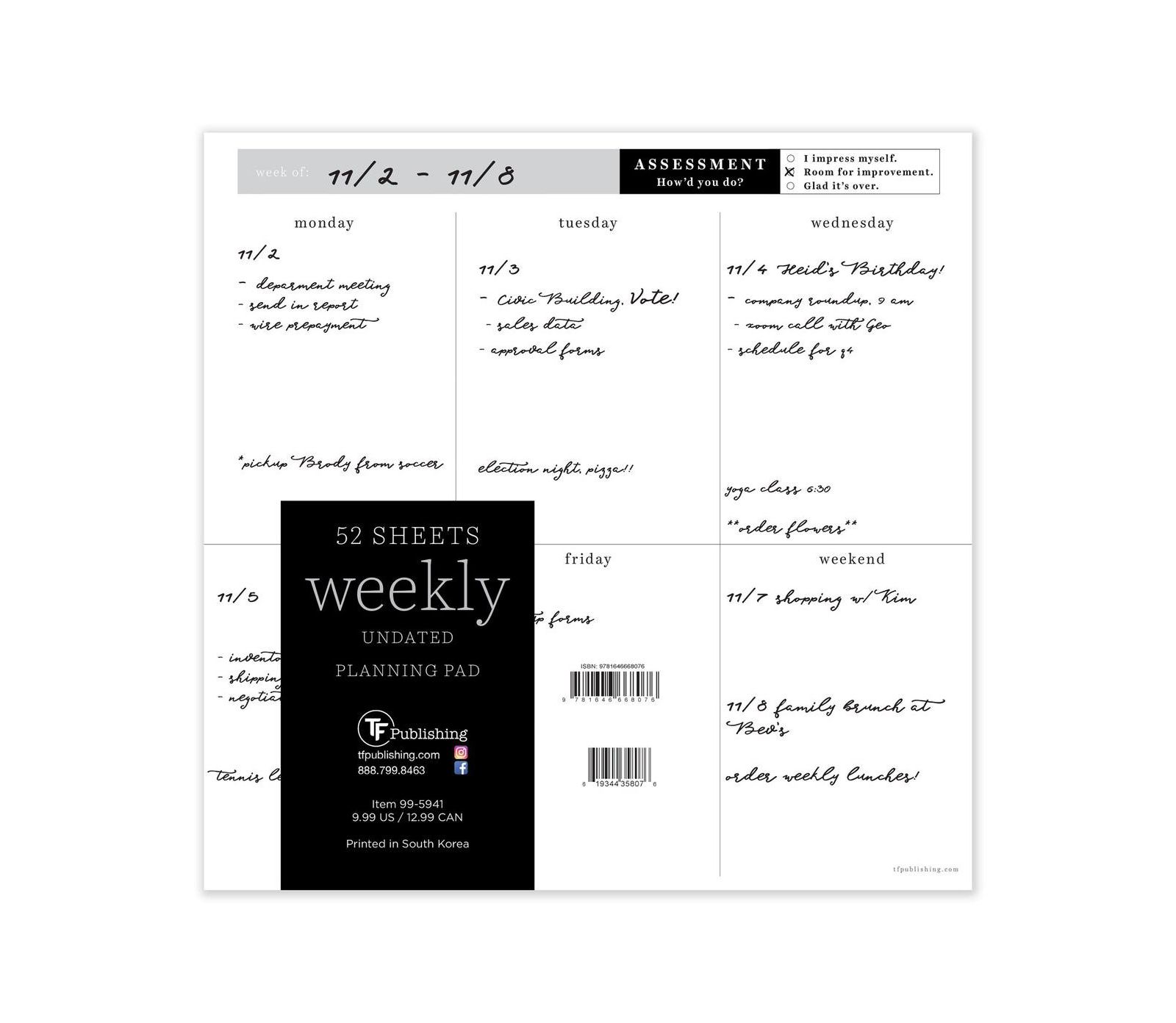 Еженедельный блокнот Executive Square Schedule Pad