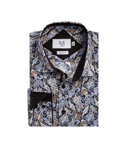 Elie Balleh Big Boys Navy Paisley Sport Slim Fit Shirt