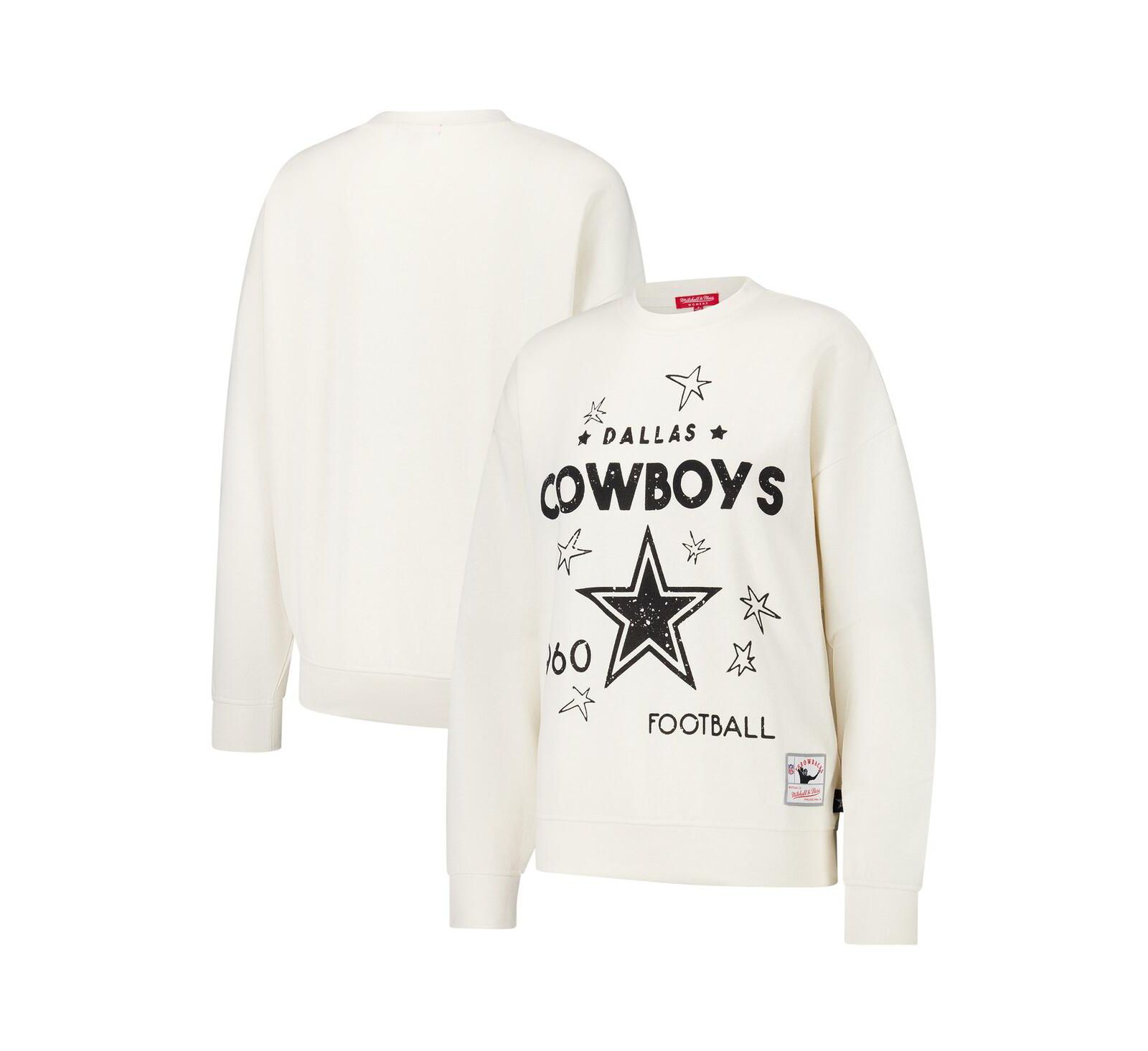 Мужская свитшот Mitchell & Ness Cream Dallas Cowboys Lightweight 3.0 Logo Pullover