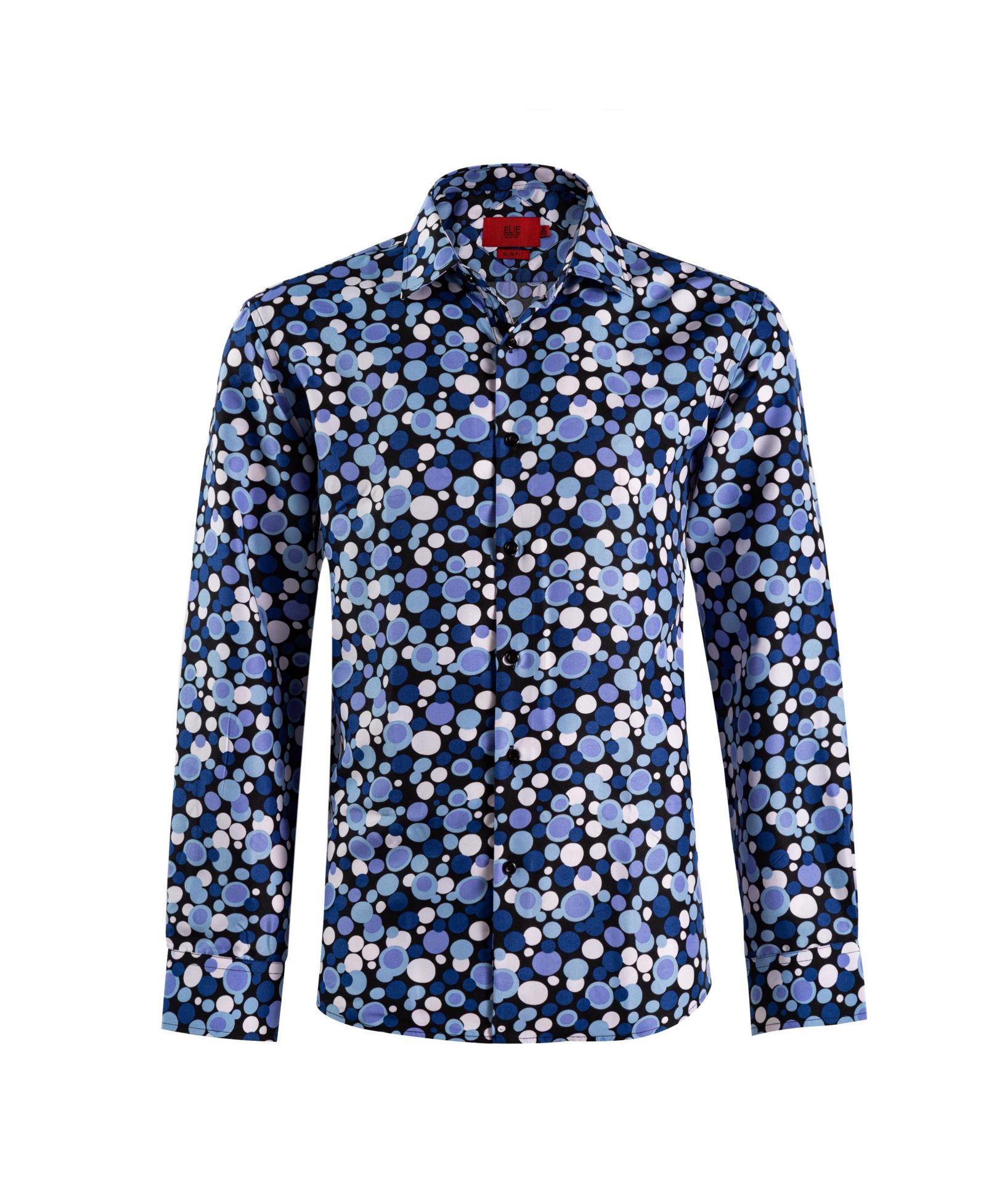 Elie Balleh Мужская классическая рубашка в горошек Slim Fit, черная