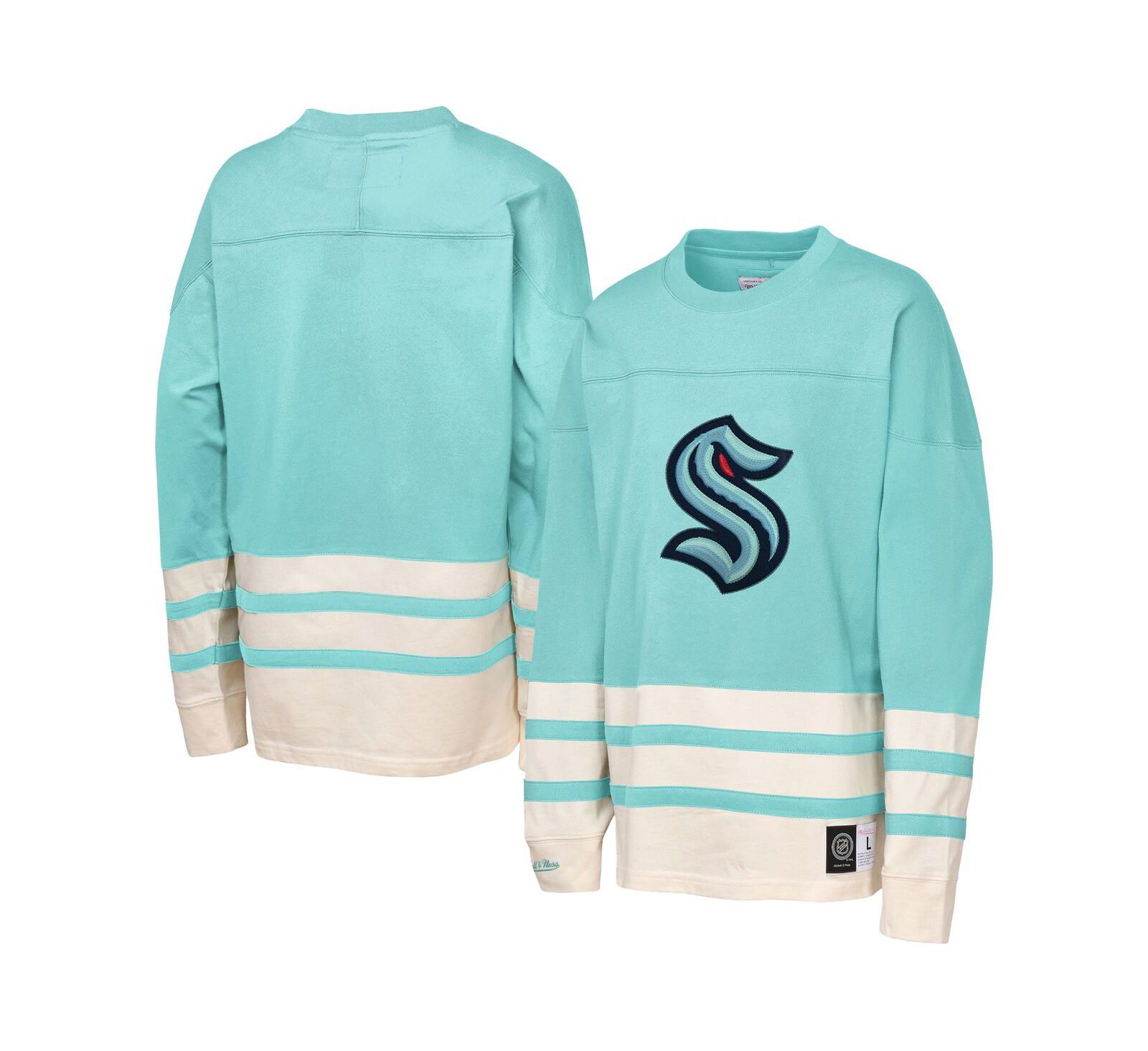 Mitchell & Ness утепленный лонгслив для мальчиков и девочек Seattle Kraken, светло-голубой