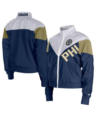 5th & Ocean Women's Navy Philadelphia Union Leisure Cropped Full-Zip Windbreaker Jacket