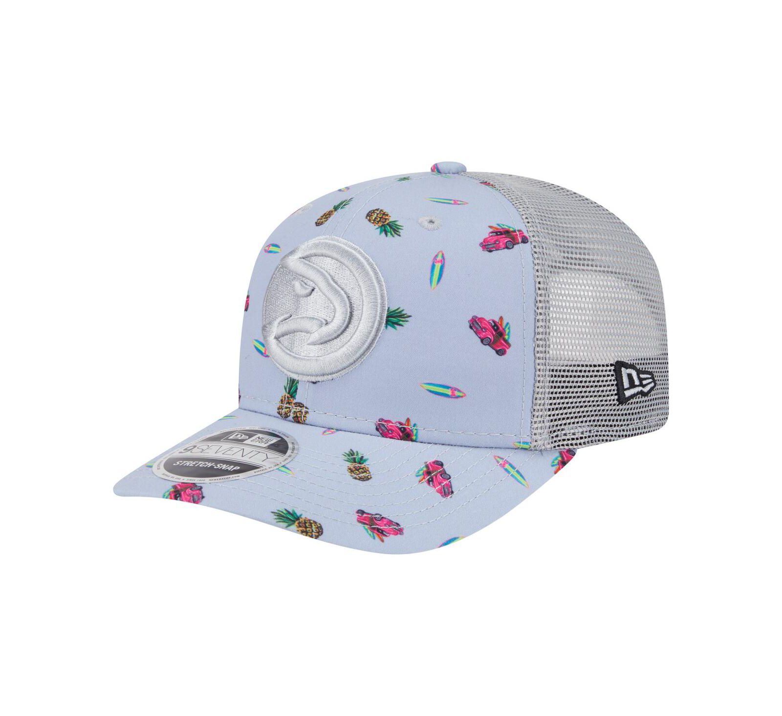 Кепка New Era Men's Light Blue/Gray Atlanta Hawks Adventure Aloha Pattern 9SEVENTY Stretch-Snap