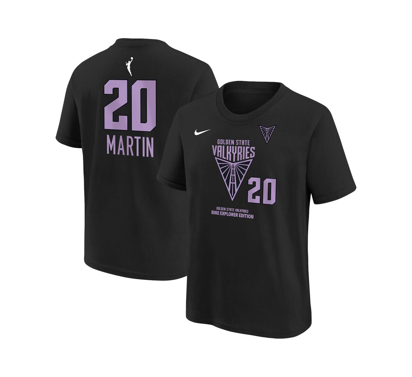 Nike Футболка для мальчиков и девочек Kate Martin Eclipse Black Golden State Valkyries Explorer Edition Name & Number