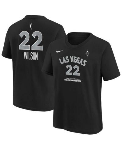 Nike детская футболка A'ja Wilson Black Las Vegas Aces Explorer Edition с именем и номером
